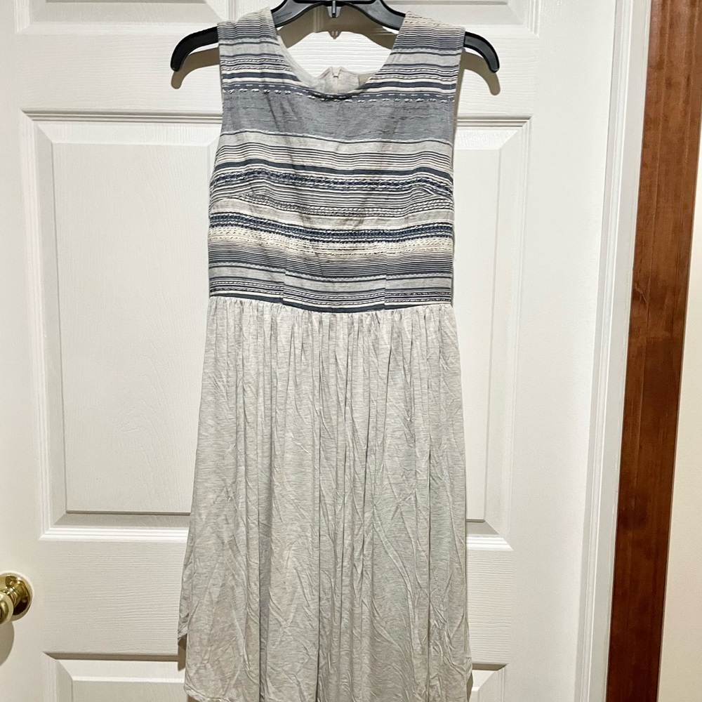 Anthropologie White Cream Striped Sleeveless Midi Dress - Picture 4 of 7